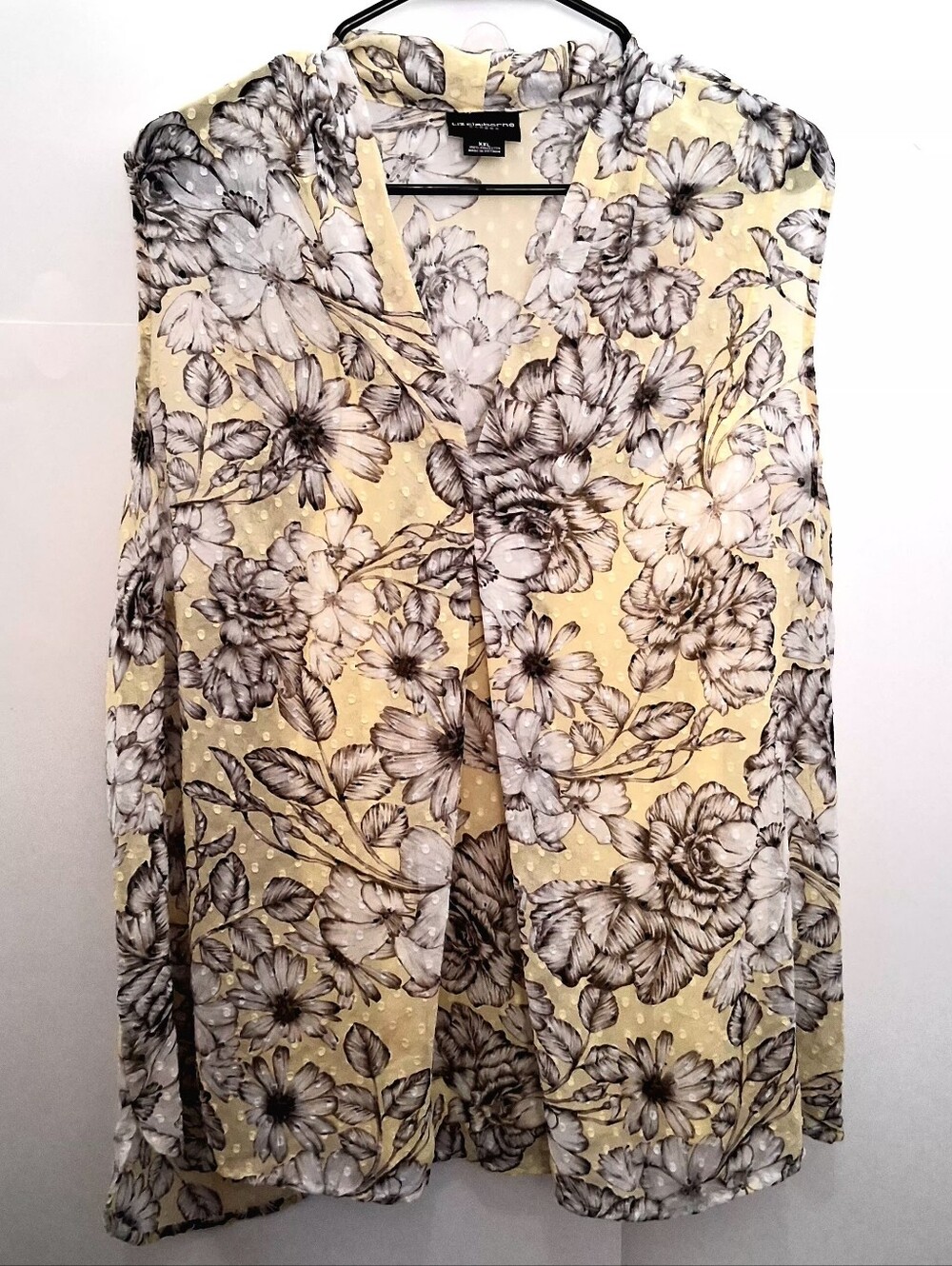 Liz Claiborne Yellow Floral V-Neck Tank Top Size XXL